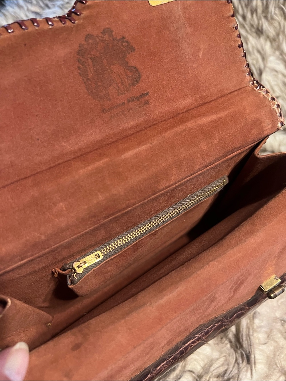 Vintage Brown ALLIGATOR Leather Clutch and Wristlet(2) Set (1 missing strap) - Picture 10 of 14